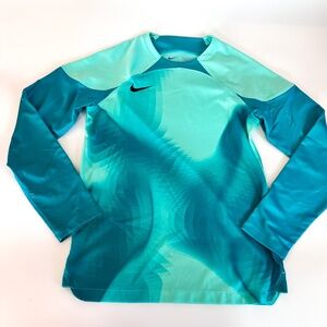 Nike Long Sleeve Soccer Futbol Dri-Fit Shirt Aqua Blue Teal Boys Size Large